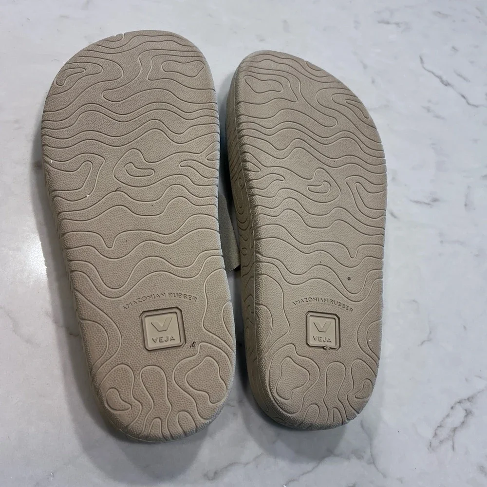 Veja Suede Slide‎ Sandals Taupe Beige Adjustable Straps Mens 11 US 42 EU Brazil